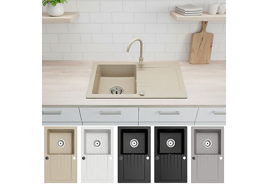 Faizee Möbel Granitspüle Faizee Home Granit Einbauspüle 75×43,5 cm Spülbeck günstig online kaufen