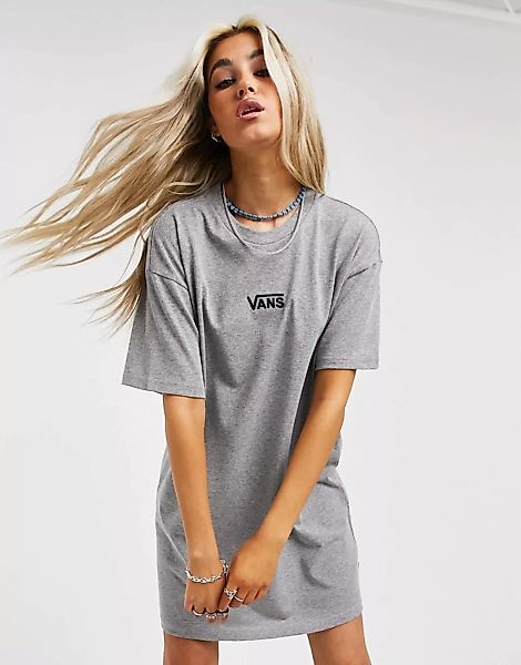 Vans – Centre Vee – T-Shirt-Kleid in Grau günstig online kaufen