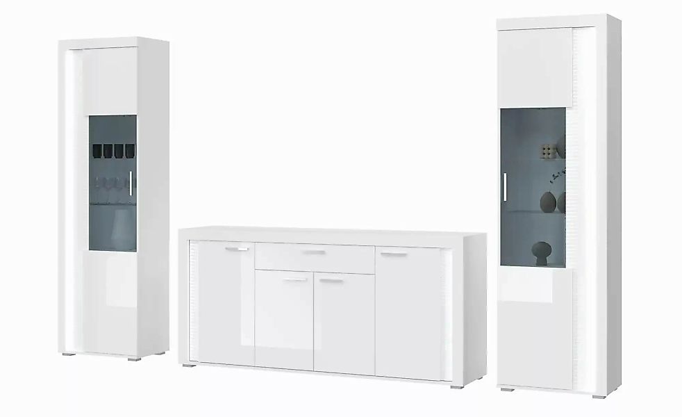 Wohnwand  Silville ¦ weiß ¦ Maße (cm): B: 332 H: 202 T: 42.0 Kommoden & Sid günstig online kaufen