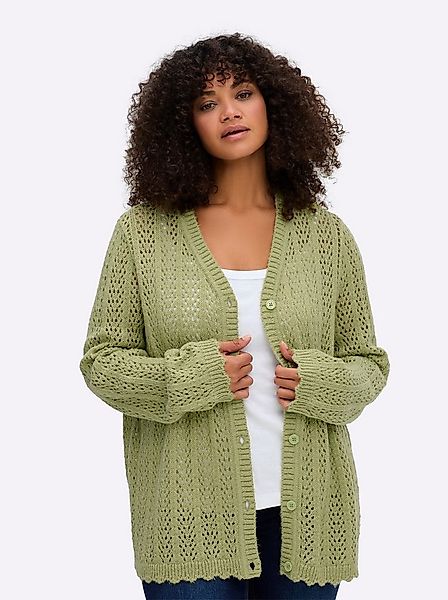 Sheego Strickjacke Strickjacke Langarm Ajour günstig online kaufen