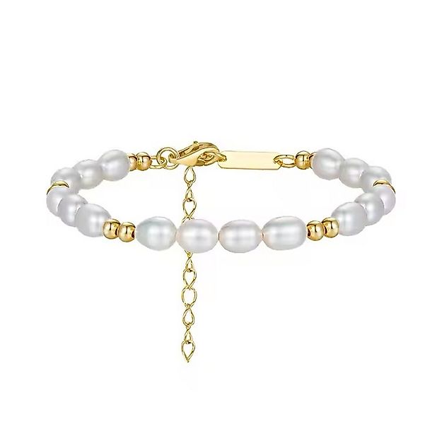 Runde Perlé Perlenarmband elegant, klassisch, weiße Süßwasserperlen, 925er günstig online kaufen