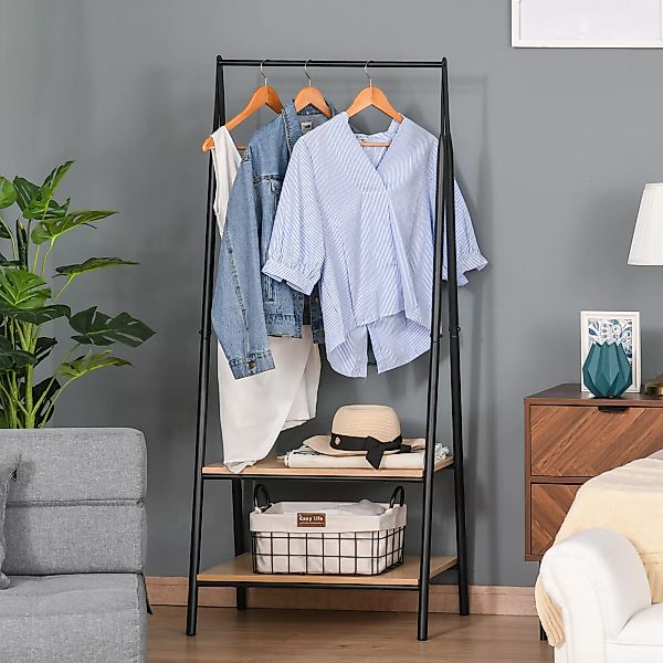 HOMCOM Garderobenständer Kleiderständer mit Schuhablage 64x42,5x149cm Metal günstig online kaufen