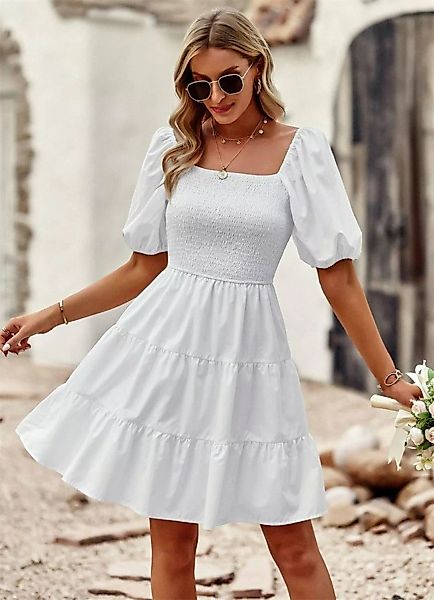 ZWY Dirndl Kurzärmliges A-Linien-Kleid mit quadratischem Ausschnitt (1-tlg) günstig online kaufen