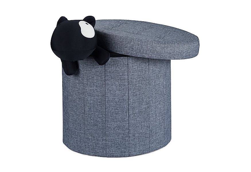 relaxdays Sitzhocker mit Stauraum Größe L rund, Dunkelgrau günstig online kaufen