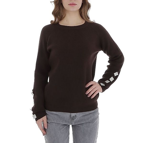 Ital-Design Strickpullover Damen Freizeit (88578874) Strass Stretch Strickp günstig online kaufen