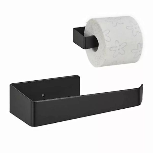 relaxdays Toilettenpapierhalter in Schwarz schwarz günstig online kaufen
