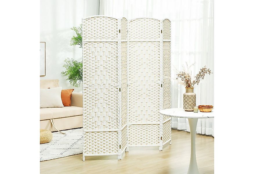 HOMCOM Paravent 4-teilig Raumtrenner aus Polypropylen Kiefernholz (Raumteil günstig online kaufen