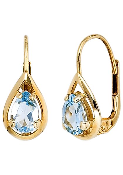 JOBO Paar Ohrhänger, Tropfen 333 Gold mit Blautopas günstig online kaufen