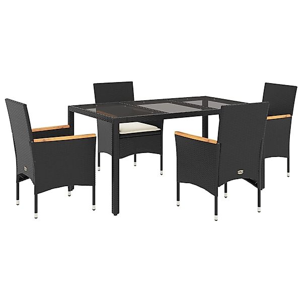 vidaXL 5-Tlg Garten-Essgruppe mit Kissen Schwarz Poly Rattan und Glas 32786 günstig online kaufen