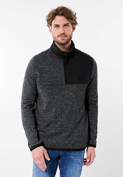 STREET ONE MEN Stehkragenpullover, mit Materialmix günstig online kaufen