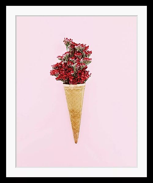 queence Bild "Sina", Eis, Blume, Blätter, gerahmt, Eis günstig online kaufen