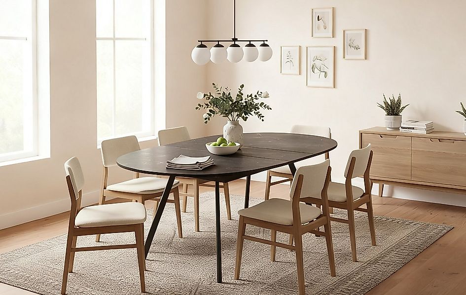 B&D home Esstisch TILL, Metallgestell schwarz oder weiß, ausziehbar 120-160 günstig online kaufen