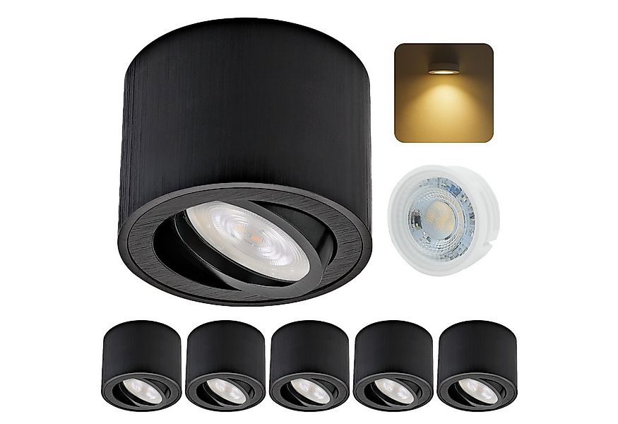 Sweet LED LED Aufbaustrahler 6er Set flache LED Aufbauspots - rund & schwen günstig online kaufen