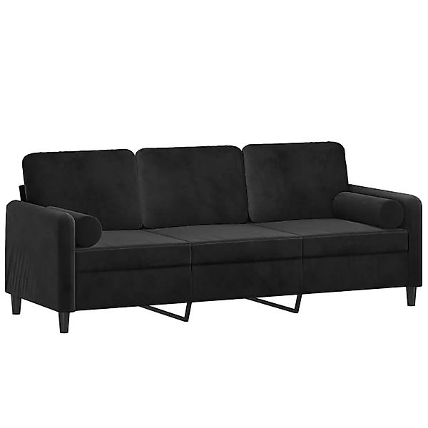 vidaXL 3-Sitzer-Sofa mit Zierkissen Schwarz 180 cm Samt 3200896 günstig online kaufen