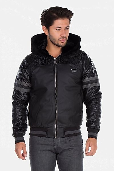 Cipo & Baxx Bikerjacke "Jacke" mitKapuze mit dezenter Reptilienprägung, CJ- günstig online kaufen