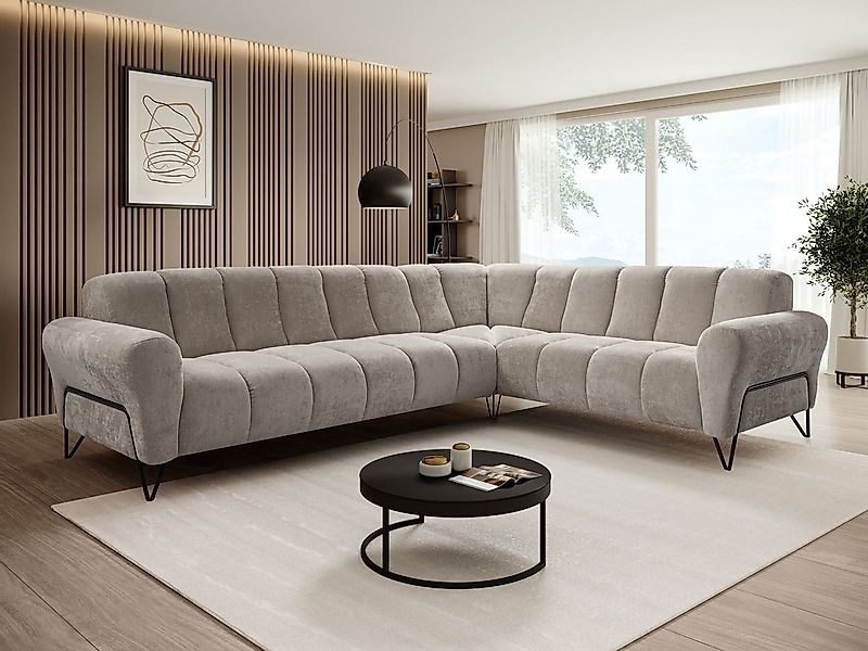 Beautysofa Ecksofa mit Metallbeine in schwarzer VOLARE L, mit höchstem Sitz günstig online kaufen