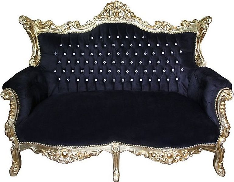 Casa Padrino 2-Sitzer Barock 2-er Sofa Master Schwarz / Gold mit großen Bli günstig online kaufen