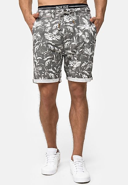Indicode Chinoshorts Brayan mit Allover-Print, Leinenmix günstig online kaufen