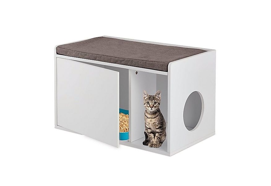 relaxdays Katzentoilette Katzenschrank mit Sitzauflage günstig online kaufen