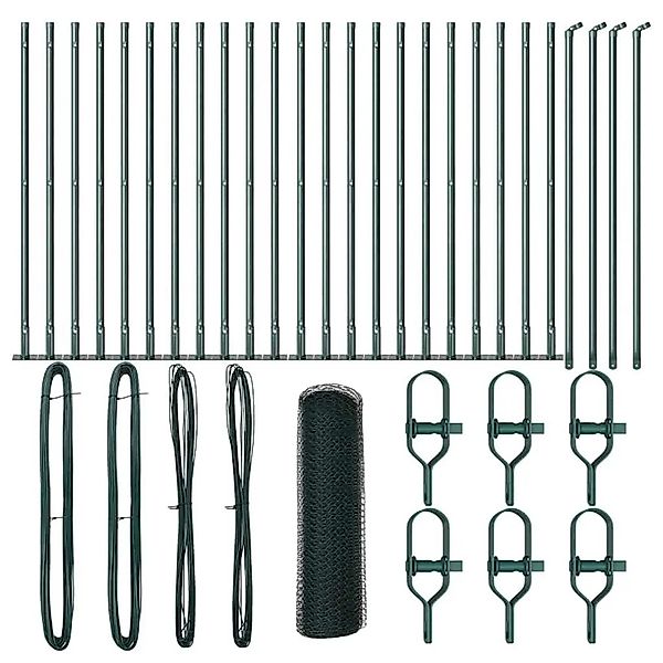 vidaXL Zaun mit Pfosten Grün 0,5 x 50 m PVC-beschichteter Stahl 3353540 günstig online kaufen