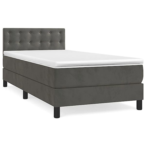 vidaXL Boxspringbett mit Matratze Dunkelgrau 90x190 cm Samt1537795 günstig online kaufen