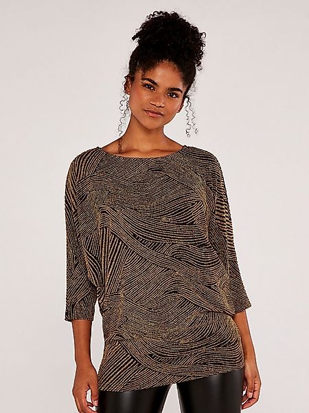 Apricot Fledermausshirt 3/4 Arm Top (1-tlg) im Metallic-Look günstig online kaufen