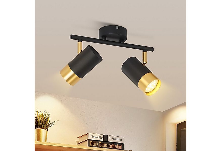 ZMH Deckenstrahler 2/3/4 Flammig-GU10 Schwarz-Gold Modern Deckenlampe für W günstig online kaufen