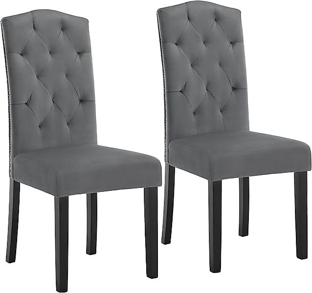 EUGAD Esszimmerstuhl (2 St), Polsterstuhl mit Massivholzbeine günstig online kaufen