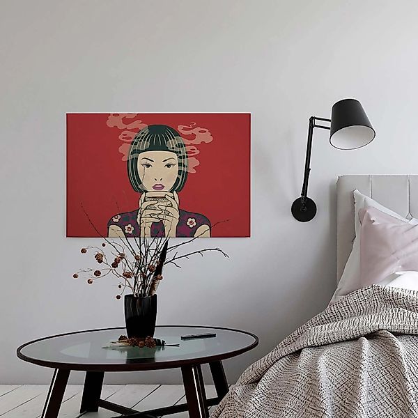Bricoflor Japan Wandbild In Rot Tee Bild Auf Leinwand Im Manga Pop Art Stil günstig online kaufen
