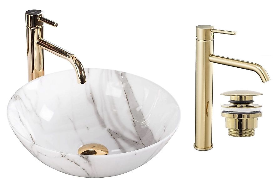 GTM Design Aufsatzwaschbecken Modern Waschbecken ohne Hahnloch Elegant, Ova günstig online kaufen