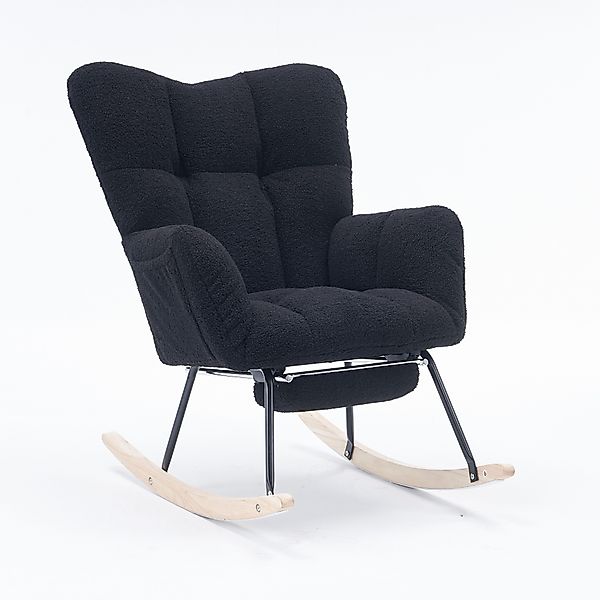 HAUSS SPOLE Schaukelstuhl Schwarz Teddy Plüsch günstig online kaufen