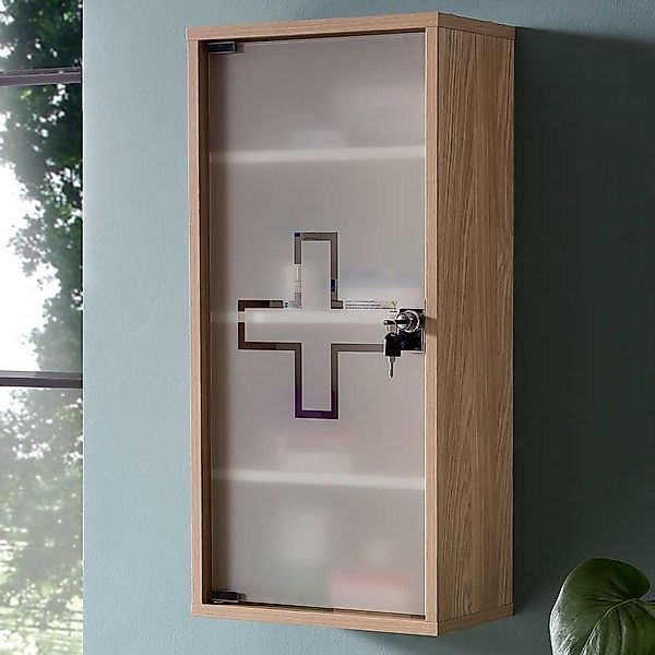 Glastür Medizinschrank in Eiche hell die Wandmontage günstig online kaufen