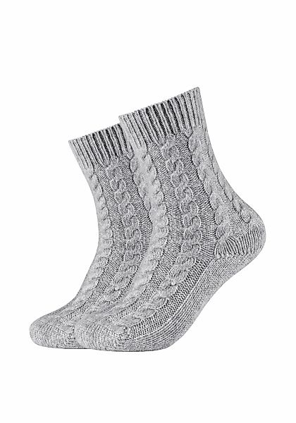 Camano Socken "warm & cozy" 2 Paar, 2 Stk. tlg. mit Zopfmuster, Rippenbündc günstig online kaufen