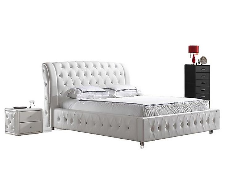 JVmoebel Bett POLSTERBETT LEDERBETT BETT BETT MODELL S-9270 white 160/180/2 günstig online kaufen