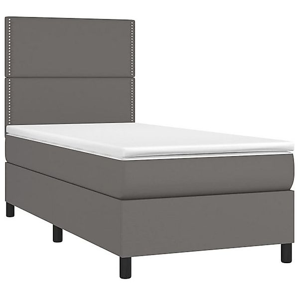 vidaXL Boxspringbett, Boxbett mit Matratze & LED Grau 90x190 cm Kunstleder günstig online kaufen