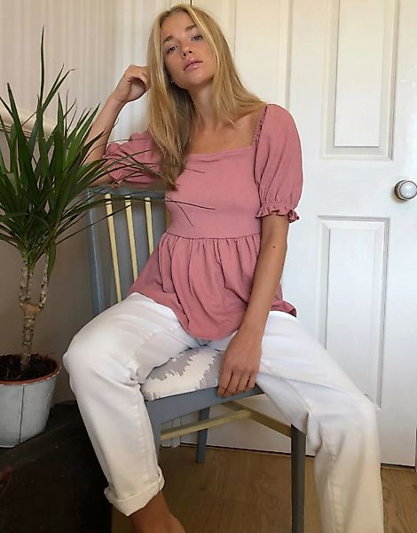 New Look – Mom-Jeans in Ecru-Weiß günstig online kaufen