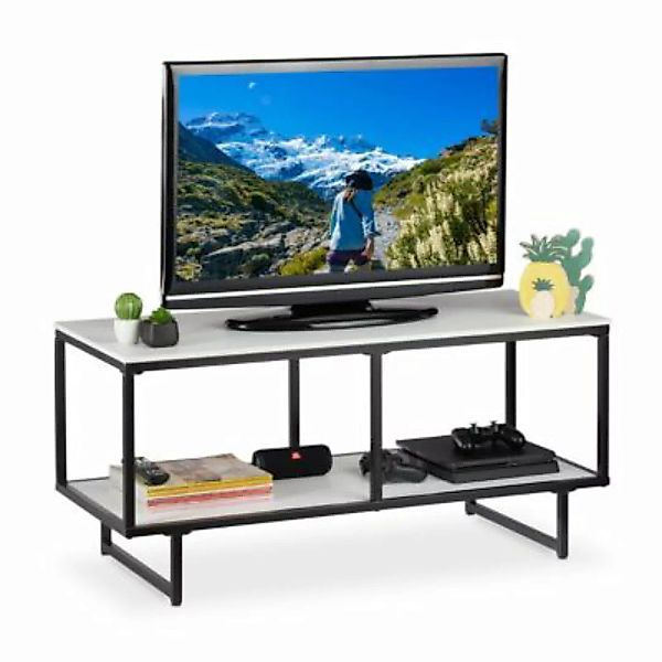 relaxdays TV Lowboard weiß-schwarz günstig online kaufen