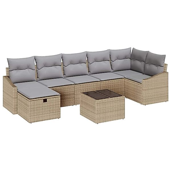 vidaXL Garten-Sofa-Set mit Kissen 8-Tlg Beige Poly Rattan 3359309 günstig online kaufen