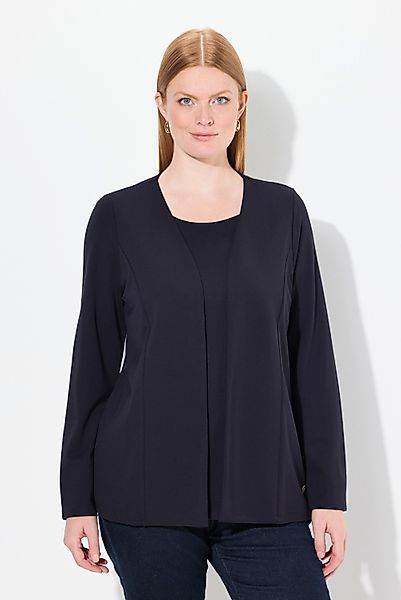 Ulla Popken Sweatjacke 2-in-1-Sweatjacke Rundhals Teilungsnähte günstig online kaufen