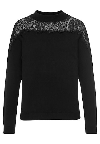 LASCANA Strickpullover, mit Spitzeneinsatz, eleganter Damenpullover, festli günstig online kaufen