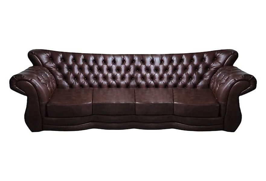 JVmoebel Chesterfield-Sofa Leder Sofa Couch Viersitzer Braun Wohnzimmer Che günstig online kaufen