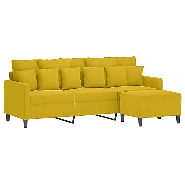 vidaXL 3-Sitzer-Sofa mit Hocker Gelb 180 cm Samt 3201113 günstig online kaufen