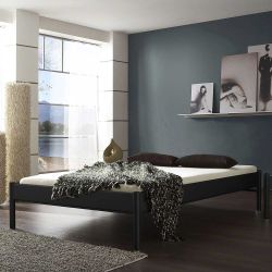 Jugendbett in Schwarz Eisen ohne Kopfteil günstig online kaufen