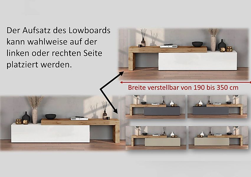 INOSIGN Wohnwand "Chronos Wohnwand, Medienwand, 8-er set", (Set, 8 St.), ca günstig online kaufen