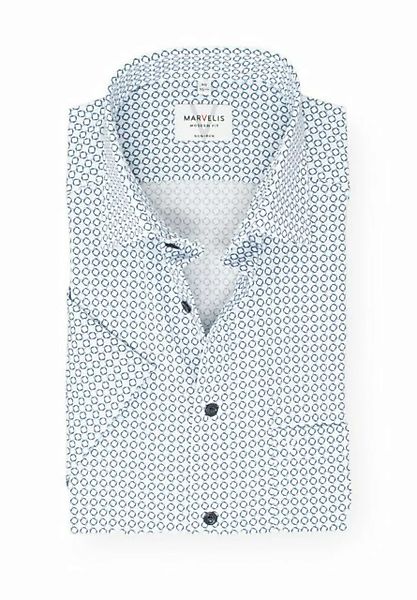 MARVELIS Kurzarmhemd Kurzarmhemd - Modern Fit - Muster - Bleu günstig online kaufen