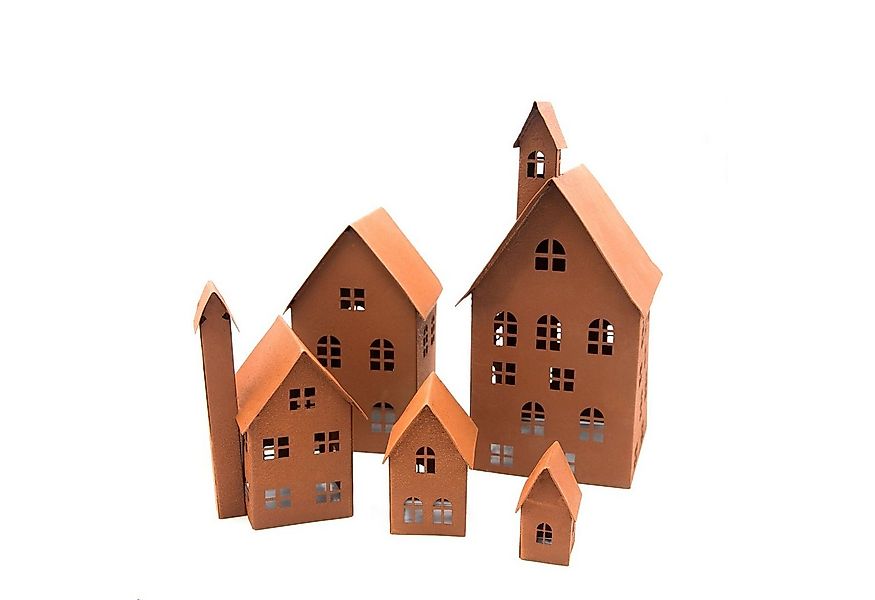 UNUS HOME Teelichthalter Deko Häuser Metall 5er Set (5 St., 5er Set verschi günstig online kaufen