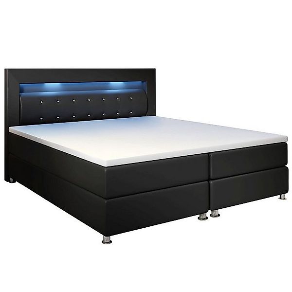 Juskys Boxspringbett Montana, 140x200 cm, Doppelbett mit Topper, Kopfteil u günstig online kaufen