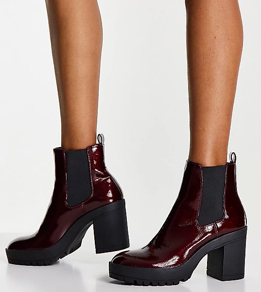 Miss Selfridge – Alexia – Mittelhohe Ankle-Boots in burgunderroter Lackopti günstig online kaufen