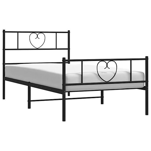 vidaXL Bettgestell, Bettrahmen mit Kopf- und Fußteil Metall Schwarz 75x190 günstig online kaufen