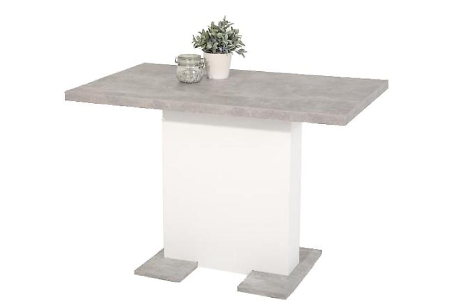 Gaimersheim Abverkauf Säulentisch ausziehbar 110-150 cm  Beton / Weiß günstig online kaufen